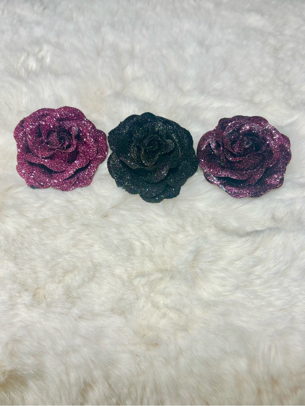Vintage Glitter Rose Brooch Set - Picture 9 of 9